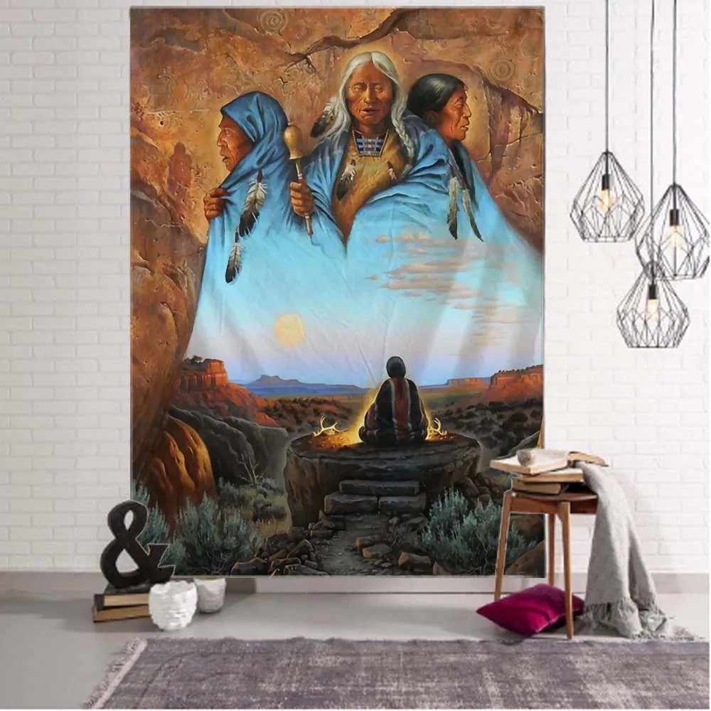 Psychedelic figures tapestry mandala wall hanging hippie boho tarot card kawaii fantasy home wall decoration background cloth