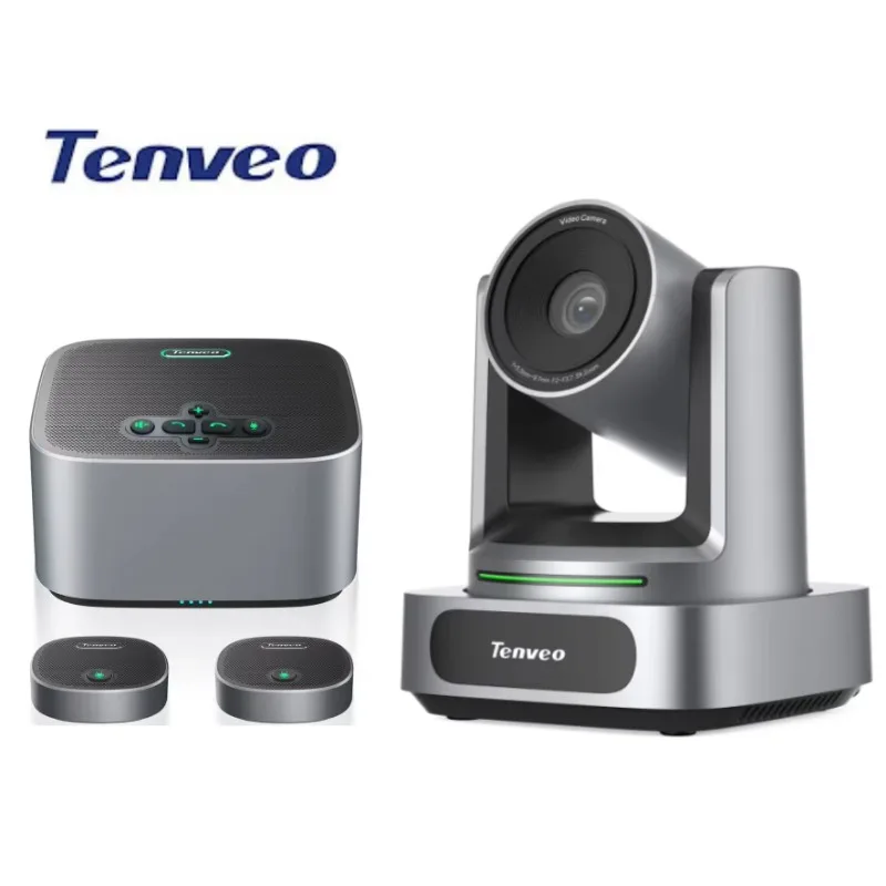 Tenveo 4K 10X Zoom PTZ Conference Camera USB/HDMI + M6BEX USB Conference Speakerphone Video & Audio Conference System