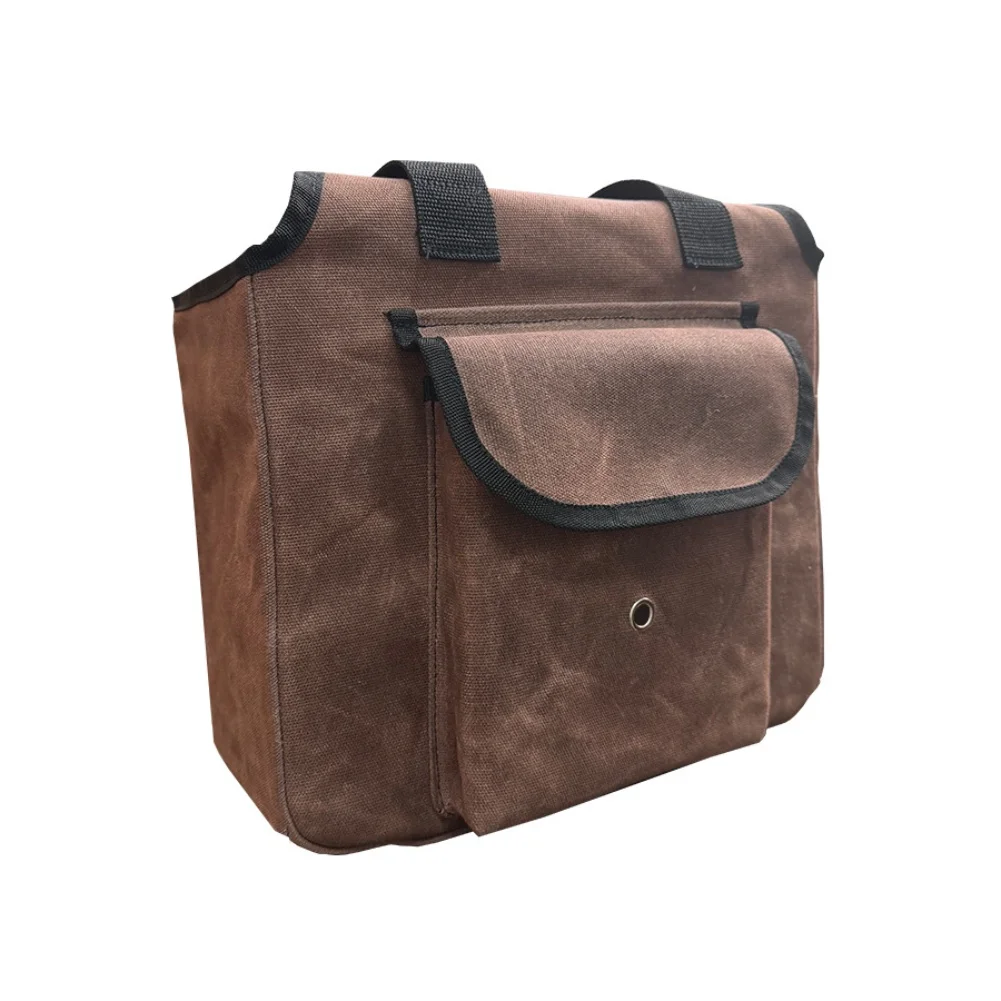 Heavy Duty Waxed Canvas Garden Tool Bag 12 by 5 by 14 Inches with Multiple Pockets for Efficient Gardening Storage