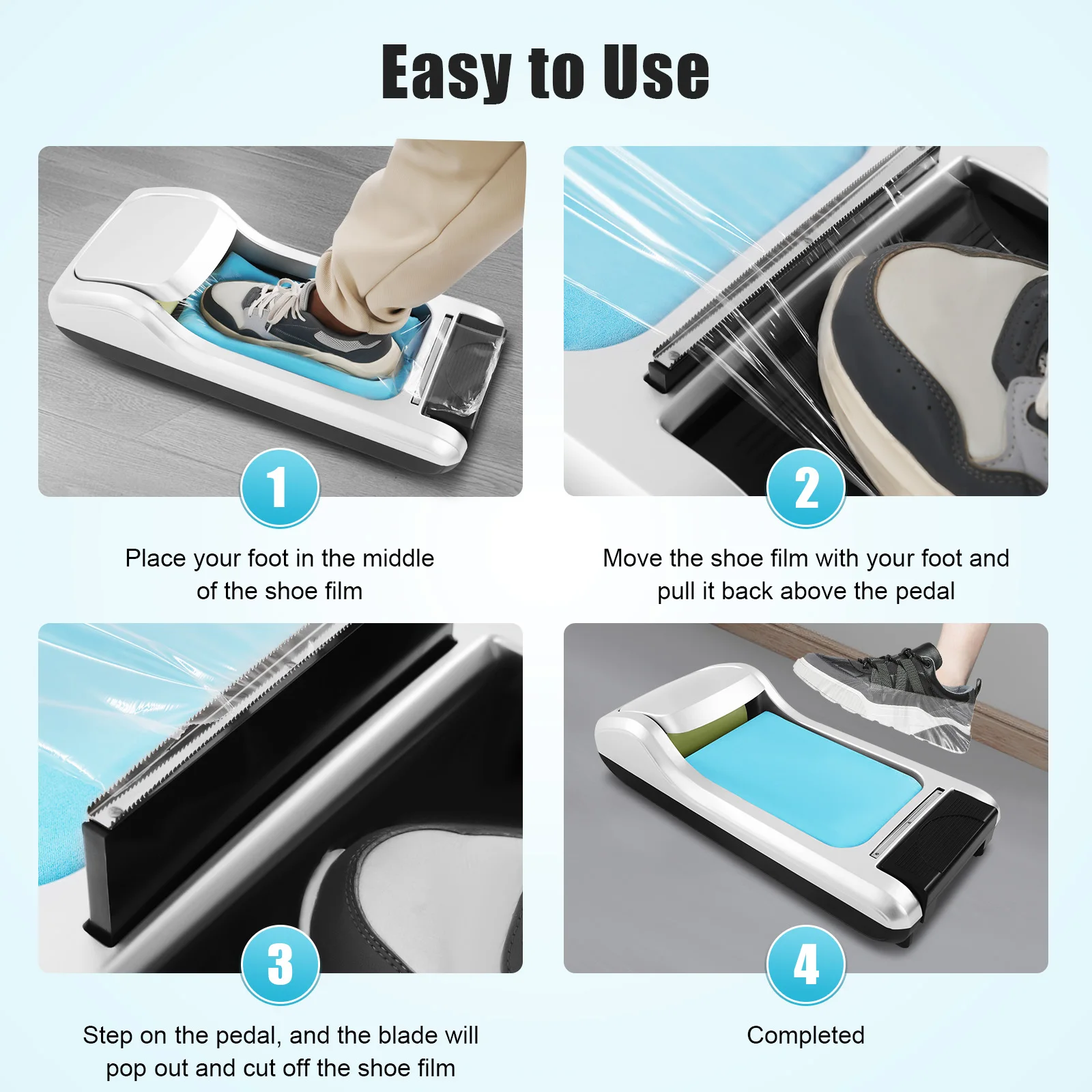 Distributore Automatico di Pellicola per Scarpe, Macchina per Pellicola per Scarpe con 3 Rotoli di Stampi, Macchina per Pellicola per Scarpe per Casa, Negozio e Ufficio