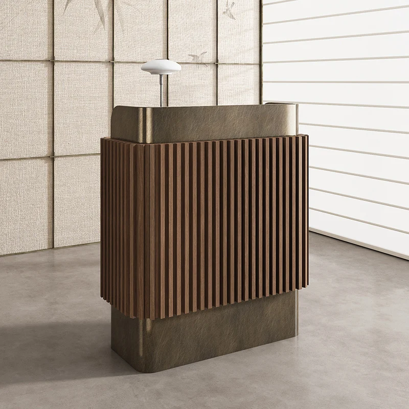 

Wood Light Luxury Reception Desks Design Modern Customer Drawers Reception Desks Coffee L Shaped Schreibtisch Office Furniture