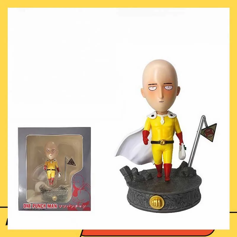 18cm One Punch Gk Qiyu Teacher Buy Vegetables Q Edition Bald Cloak Hero Statue Collection Model Handmade Ornament Gift