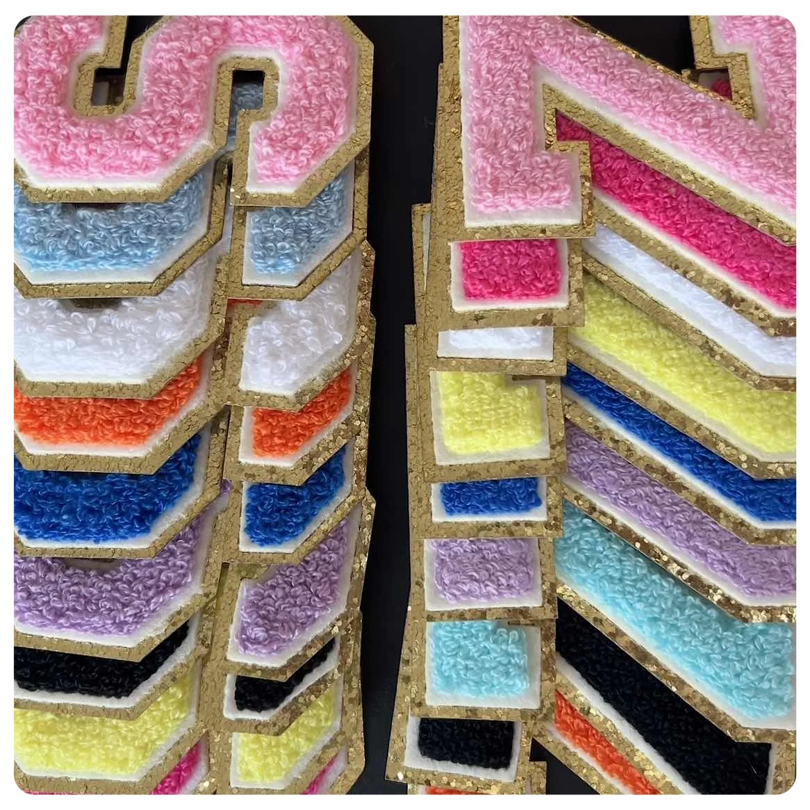 4 pc Large letter Patches Chenille Towel English Sticker For Sew on Bags Clothings Personalized Decoration