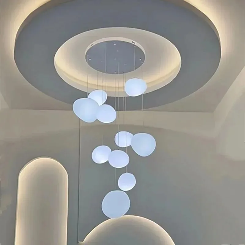 Italian cream style creative pebble chandelier loft raised living room duplex stairs bedside restaurant bar lamp