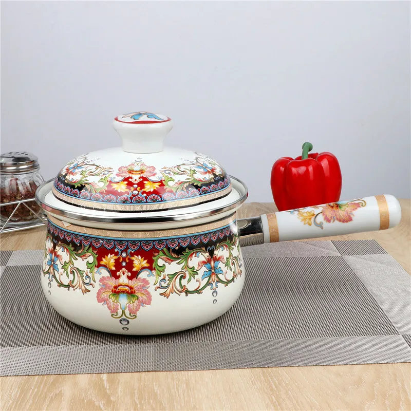 

Extra-thick Enamel Milk Pot Single-handle Saucepan Baby Auxiliary Household Cookware Soup Pot Stock Pot