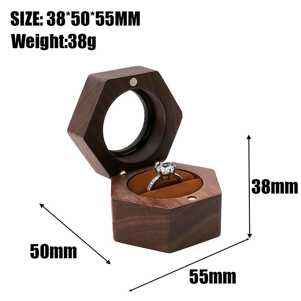 Mini Jewelry Organizer Box Engagement Ring Box Walnut Wood Travel Case Earring Stud Holder for Proposal Wedding Proposal