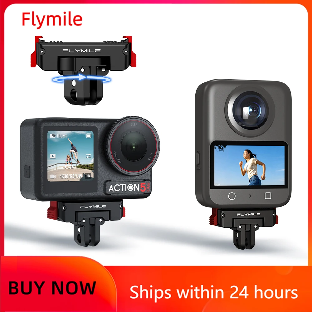 Flymile Schnellwechsel-Magnetische Halterung 360° °   Drehbarer, verstellbarer Adapterfuß für DJI Action 5 Pro 4/Osmo 360 Zubehör