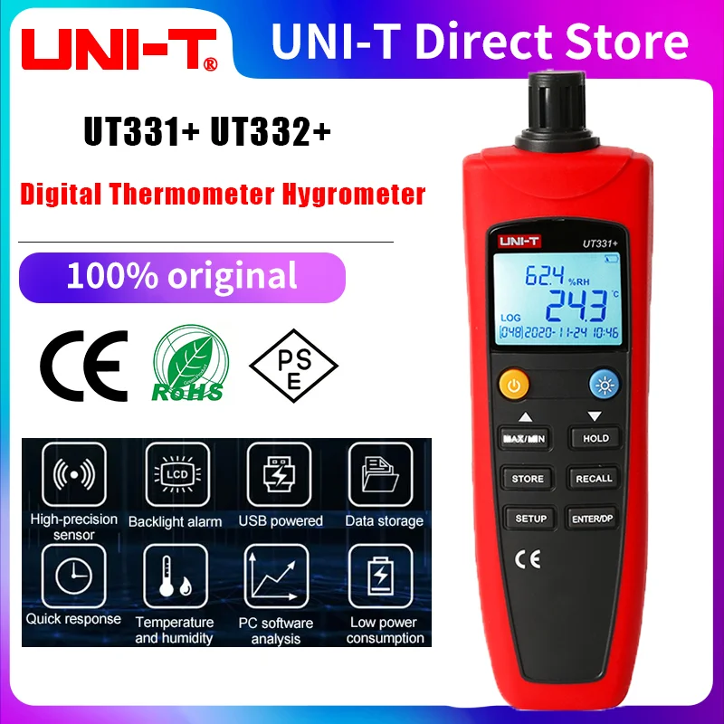 UNI-T UT331+ UT332+ Digital Thermometer Hygrometer Temperature Humidity Measuring Instruments For Food High Precision
