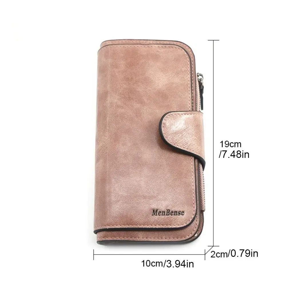 Dompet Panjang Wanita Kapasitas Besar Dompet Kulit PU Warna Solid Multifungsi Tas Clutch Multi Kartu Gaya Korea Wanita