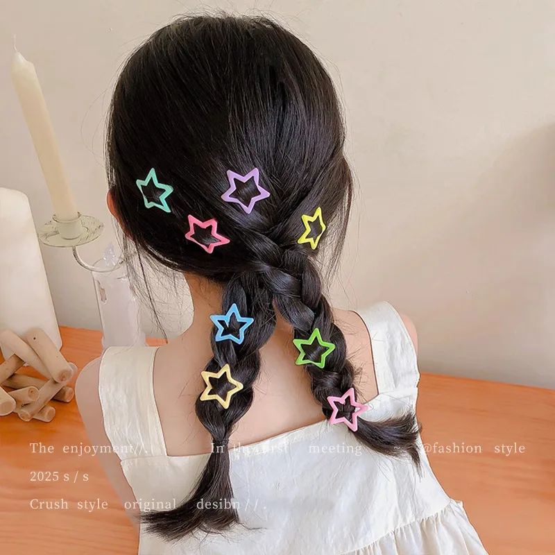 10pcs Colorful Star BB Hair Clips Girls Y2K Cute Star Barrettes Women Simple Metal Snap Clip Headdress Hair Jewelry Accessories image 4