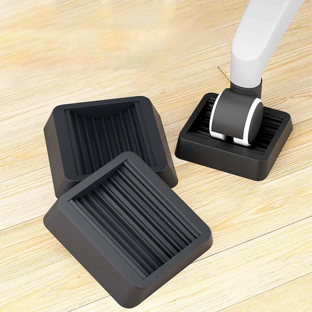 

1/4pcs Black Rubber Furniture Pulley Stopper Caster Anti-Slip Pads Floor Protector Black Rubber Caster Anti-skid Pads