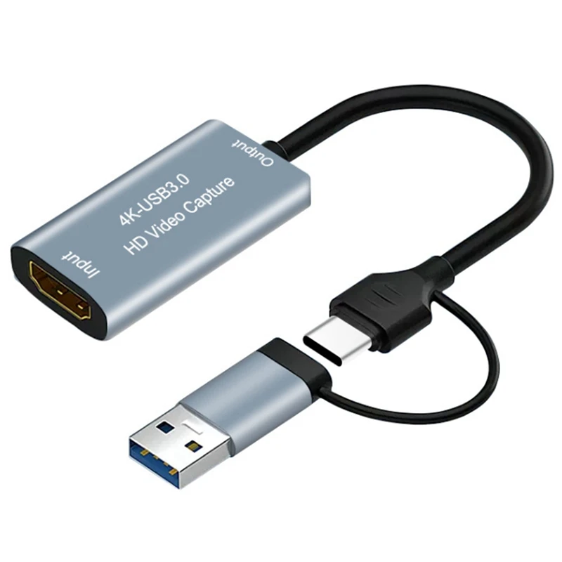 Tarjeta de captura de vídeo USB3.0, tarjeta grabadora de videojuegos 4K, Compatible con USB tipo C para transmisión en vivo de juegos