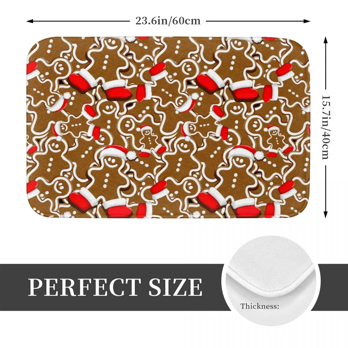 Gingerbread Man Christmas Santa Claus Bath Mat Non Slip Toilet Pad Quick Drying for Shower Home Decor Floor Mat Bathroom Mats