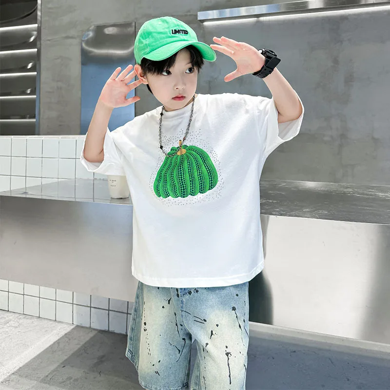 

Baby Boys Top Boys Summer Suit Children Summer Short-sleeved T-shirt Shorts Two-piece Set Children Summer Fashion Tops