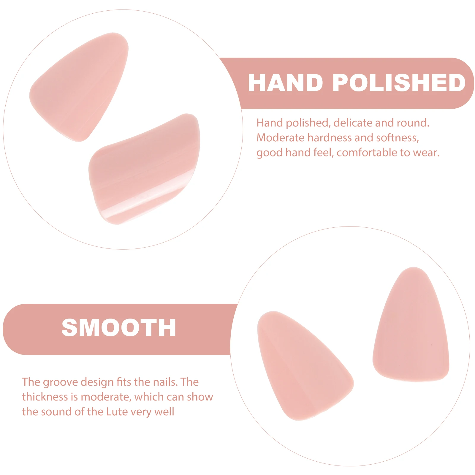 5 個のリュートネイルプロテクター 弦楽器演奏用プレミアムフェイクネイル 暖かい音 中程度の硬度 指先保護