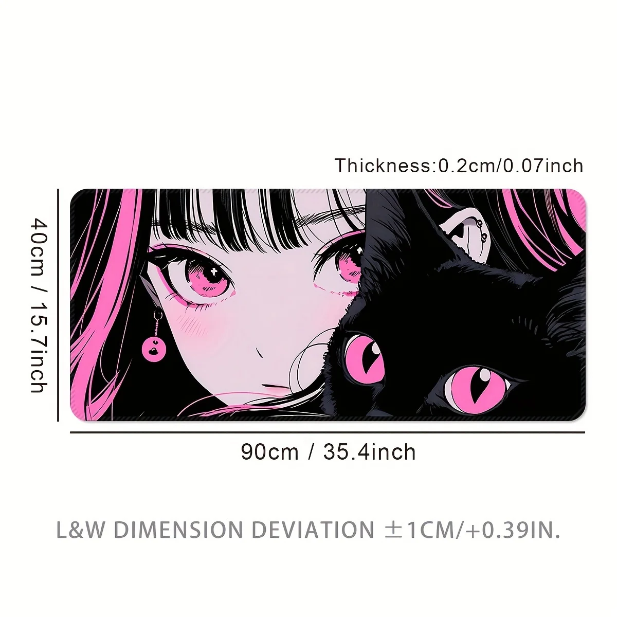 Gaming Mouse Pad Anime Black Cat Eyes Setup Gaming Keyboard Long Pad Computer Desk Mat Large Rug Office Gadgets Kawaii Laptop