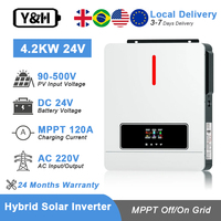 Y&H 4.2KW 6.2KW Hybrid Solar Inverter 24V 48V 230V Off/On Grid 120A MPPT Solar Charge Controller Dual Output Pure Sine Wave