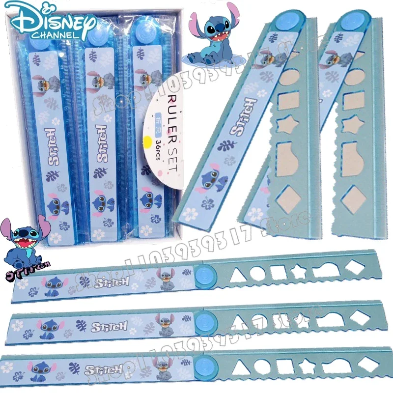 15/30cm Stitch Folding Ruler Anime Disney Accessories Cute Creative Drawing Tool Portable Measuring Ruler School Supplies