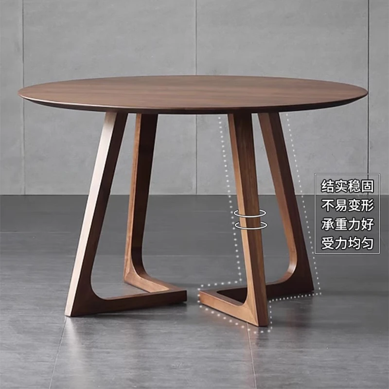 Solid Wood Round Dining Table Simple And Casual Negotiation Table Chair Combination Home Reception Negotiation Walnut Tea Table