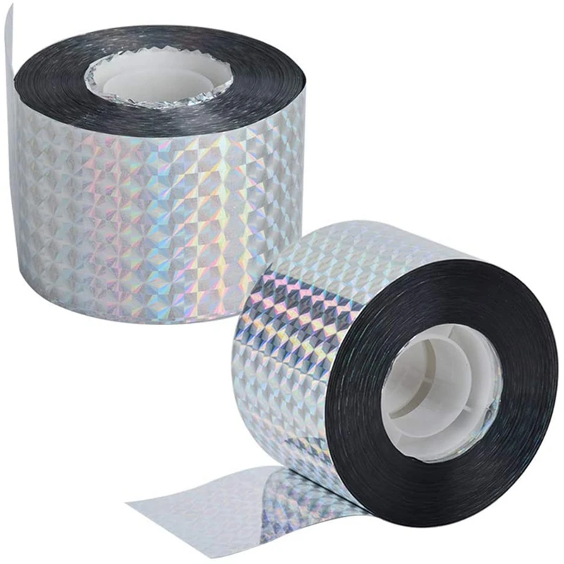 2 Roll Bird Scare Tape Anti Bird Tape Dual-Sided Reflective Deterrent Scare Tape For Birds Pigeons Repeller Ribbon Tapes