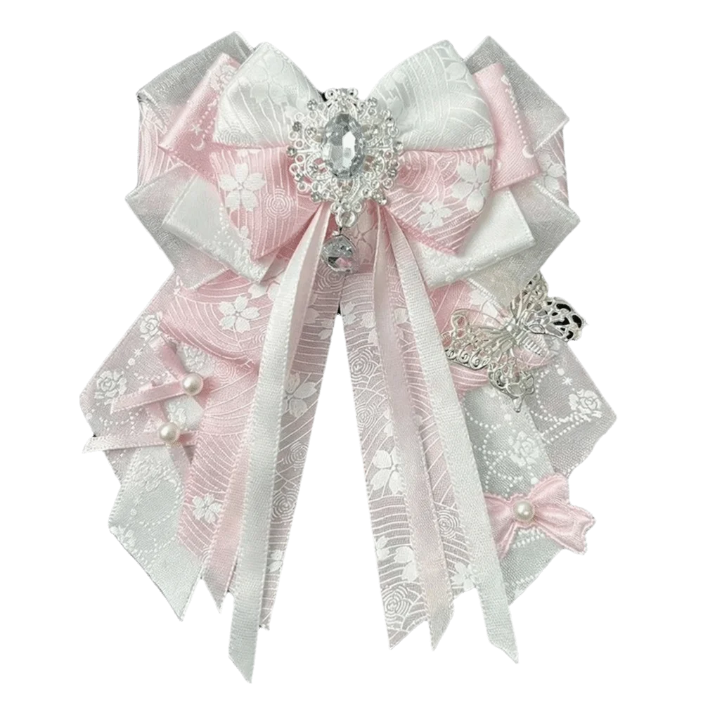 Double Layer Ribbon Itabag Decoration Handmade Jewelry Knot Bowknot DIY Lolita Merch Decoration Long Streamers with Pin
