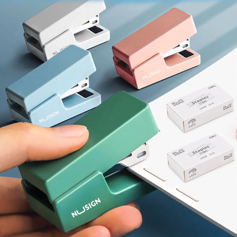 

Mini Stapler Set Portable Color Paper Stapler Binding Machine Use 24/6 26/6 Staples Fashion Stationery Office Binding Supplies