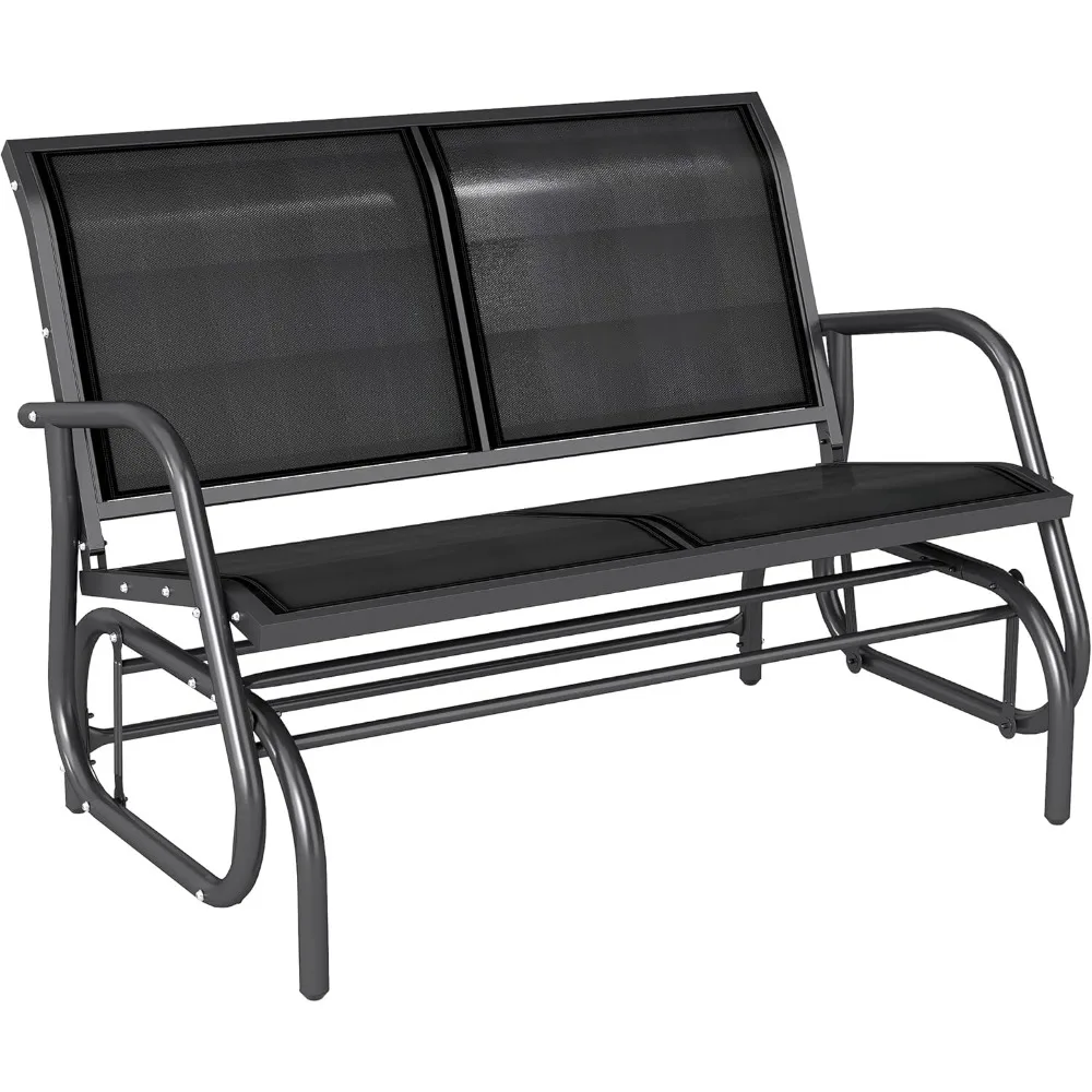 

2-Person Outdoor Glider Bench, Patio Double Swing Rocking Chair Loveseat w/Powder Coated Steel Frame for Backyard Garden Porch
