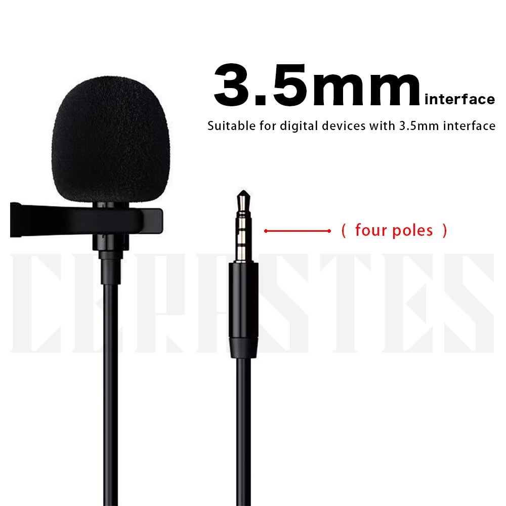 High Fidelity ไมโครโฟนภายนอกกล้องกีฬากล้อง Type-C Micro USB Connector ความยาวสาย 1.5M