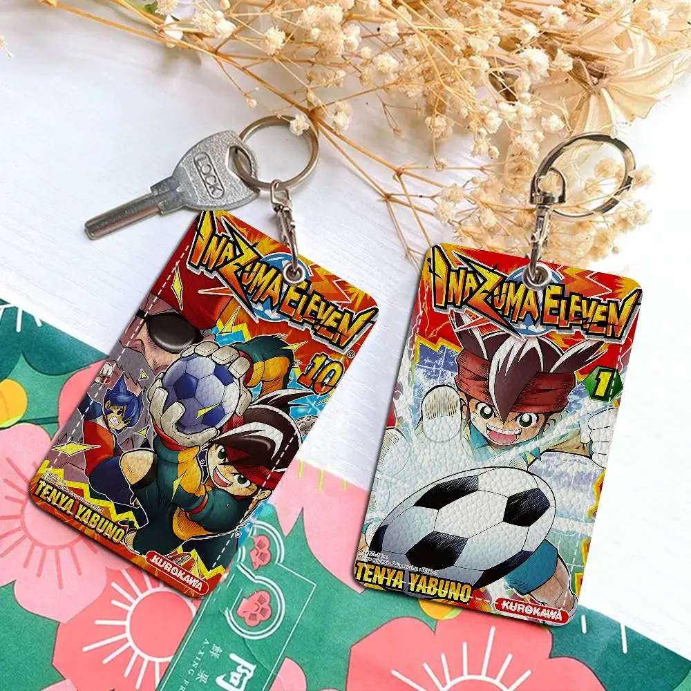 

Мягкий кожаный прямоугольный держатель для ключей и карт Inazuma Eleven Anime из ПУ, защитный чехол для индукционного лифтового бейджа, молодежный модный аксессуар