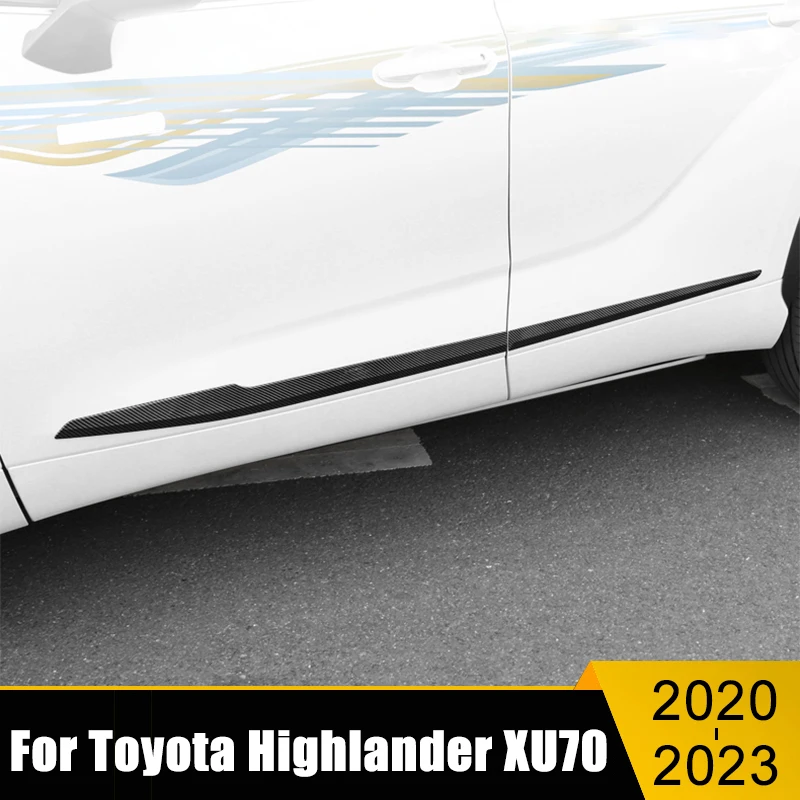 

For Toyota Highlander XU70 Kluger 2020 2021 2022 2023 Hybrid ABS Car Door Long Strip Guard Body Side Trim Anti-Scratch Stickers