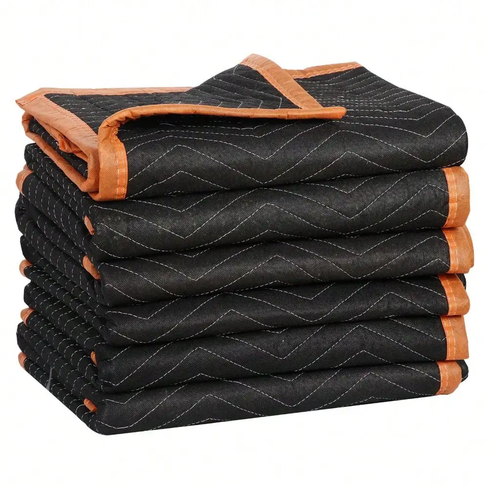 

Heavy Duty 6 PCS Moving Blankets Quilted Shipping Furniture Pads Black 40" x 72"