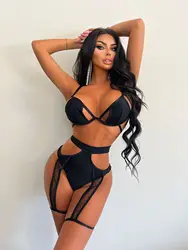 Amazon's best-selling hollow out fun set INS bra bikini sexy split two-piece set of fun lingerie