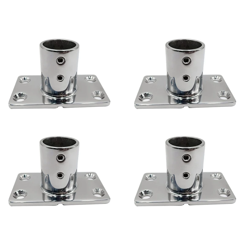 

4X 316 Stainless Steel Boat Deck Hand Rail Fitting Rectangular Base 90 Degree For 22Mm Tube Boat Deck Handrail Fitting