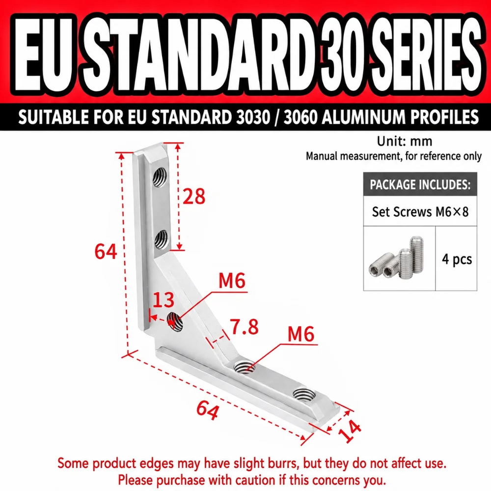 1/4Pcs 2020 3030 4040 Angle Slot Connector Die Cast Aluminum Sandblasting Surface Aluminum Profile Connector Corner Groove