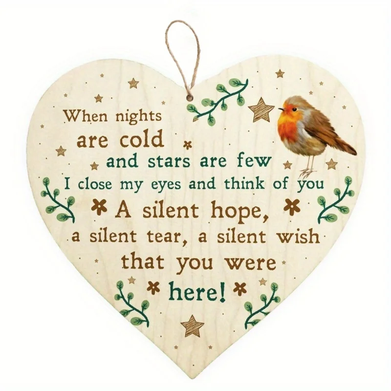 4/2-Piece Set of 2D Flat Wooden Heart-Shaped Commemorative Plaques, Red Bird Design Decorative Art Style Wall Hangings, Suitable for Christmas, Thanksgiving, Mother's Day, and Anniversary Gifts, Vintage Home Decor, Suitable for Multiple Seasons, Halloween, Christmas Gifts