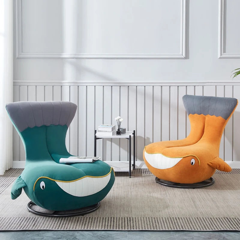 Casual single sofa chair Home simple modern lazy sofa Living room balcony Internet celebrity rotating whale chair