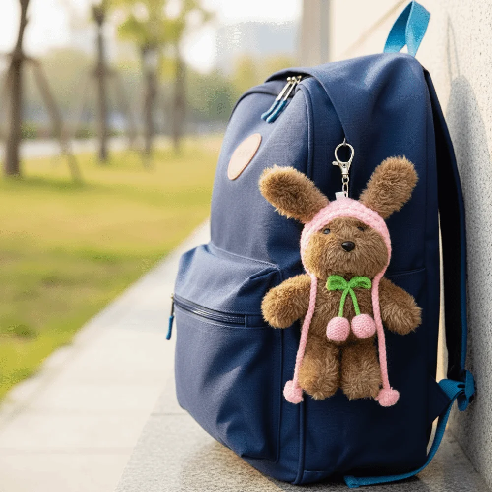 

Keyfob Beanie Hat Puppy Pendant Cartoon Dog Keychain Cute Funny Dog Keyring School Bag