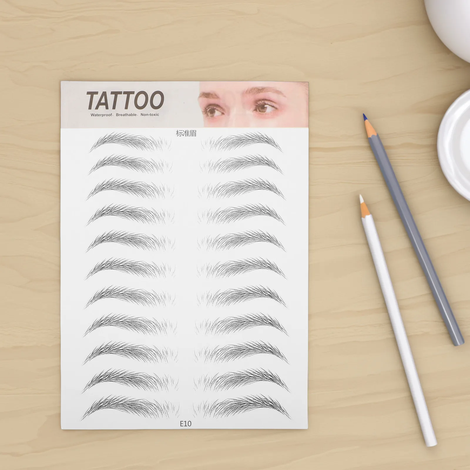 

5Pcs Temporary 6D Black Eyebrow Stickers Hair-Like Waterproof Peel Off Realistic Fake Eyebrows Makeup Brow Stencil Replacement