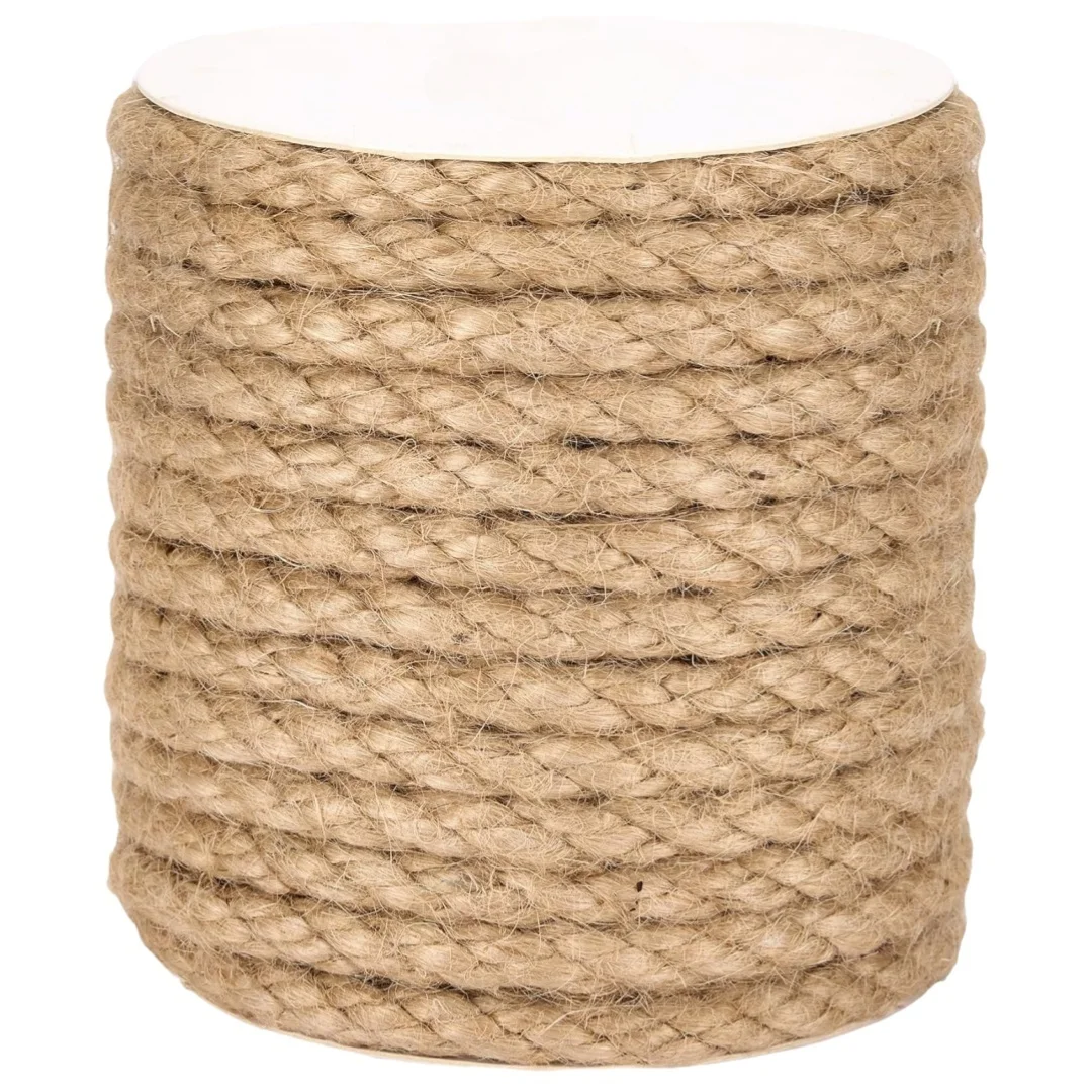 Natural Jute Twine 8MM/10MM 10M Jute Rope Roll, Heavy Duty Thick Twine for Cat Scratching Post Bundling Gardening and DIY Crafts