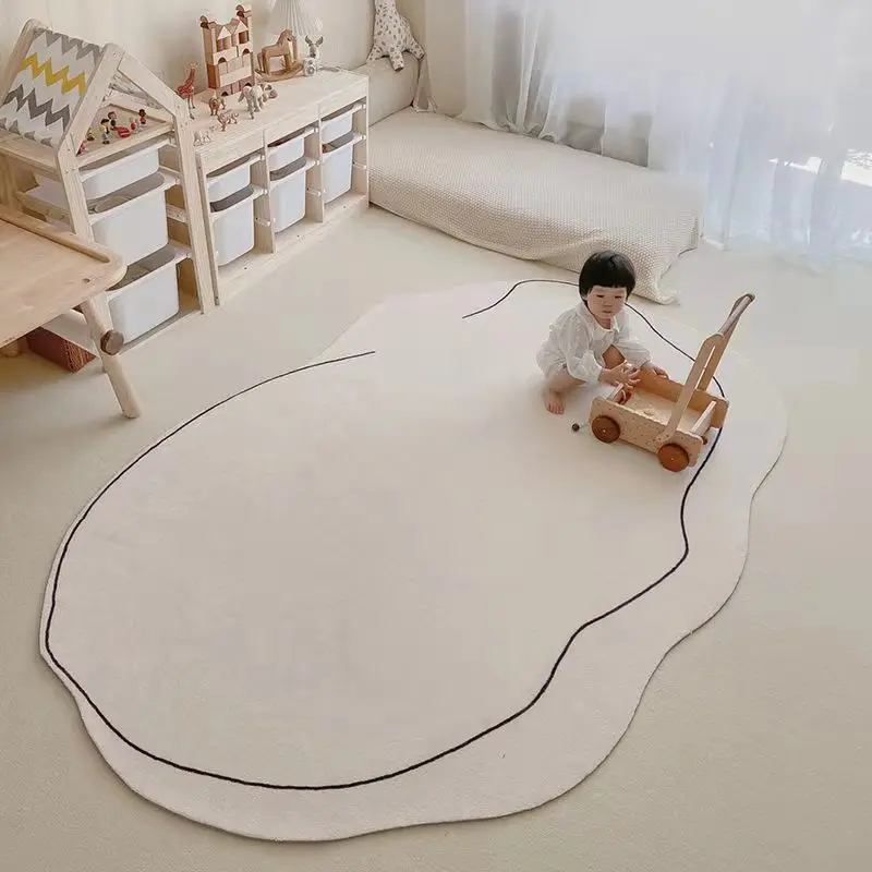 

Japanese Living Room Carpet Irregular Simple Bedroom Decor Bedside Sofa Thick Soft Fluffy Floor Door Mat Home Kids Play Area Rug