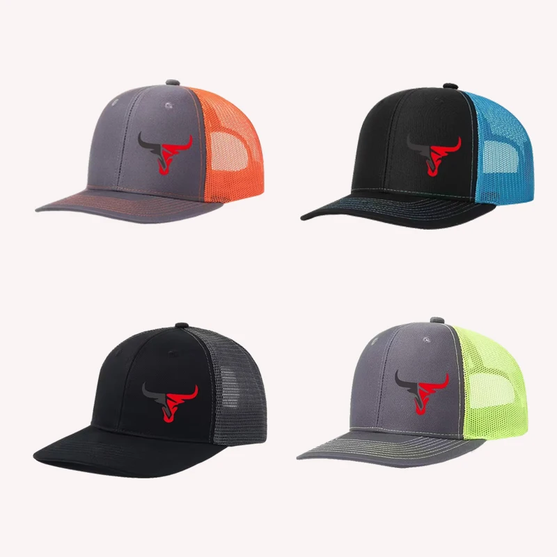 1/4PC Logo Truck Hat - Breathable Mesh Rear Cover Suitable for Daily Fashion Two Tone Street Fashion Headwear