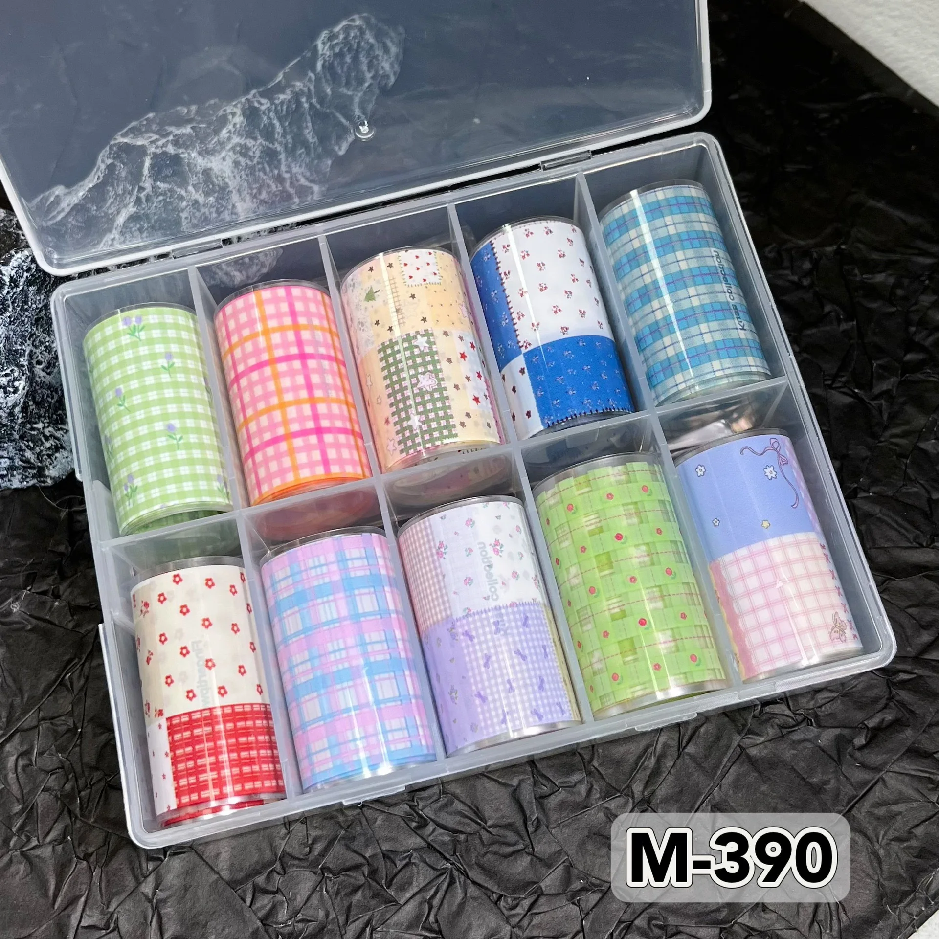 Feuilles d'ongles fraîches pour transfert d'autocollants en papier, nouveau Design, curseur à carreaux, enveloppes d'ongles en Denim, décorations pour Nail Art à nœud papillon, DIY bricolage, 10 rouleaux