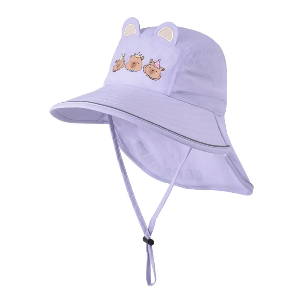 

Fashion Breathable Capybara Fisherman Hat Windproof Rope Quick Dry Shawl Sun Hat Wide Brim Cotton Baby Sun Protection Hat Sport