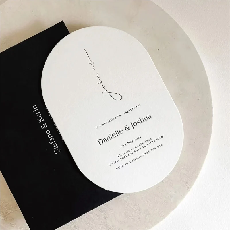 Customized Personalized Double Arch Printing and Preservation Date Card Table Card, Modern Oval Postcard, Arched Elegant Thank You Invitation, Wedding Banquet Guest Menu Card