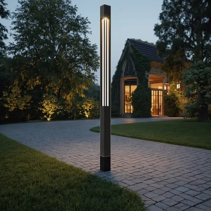 Easy to Install Modern Villa Outdoor Ground Stake Installation Led Courtyard Waterproof Lawn Landscape Pillar Bollard Light
