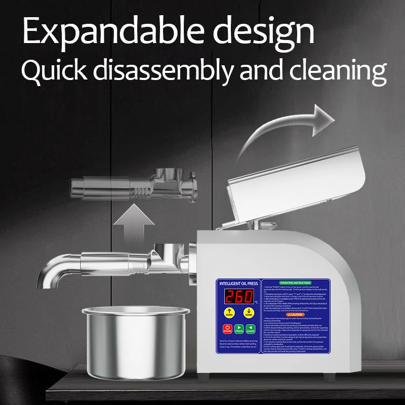 آلة ضغط الزيت الأوتوماتيكية المصنوعة من الفولاذ المقاوم للصدأ لتوفير الطاقة منخفضة الضوضاء والزيتون والفول السوداني ودرجة حرارة ثابتة
