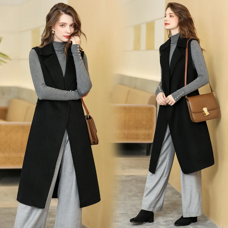 

Двусторонний шерстяной жилет, женский длинный жилет-конверт, жилет, юбка, тюре, весна-осень, новинка, большие размеры