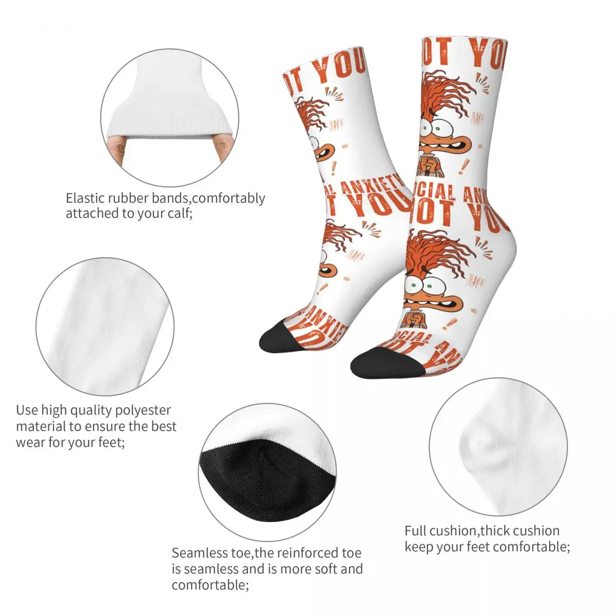 Anxiety Emotion Inside Out Socks Men's Women's Casual Socks Harajuku Spring Summer Autumn Winter Middle Tube Stockings Gift