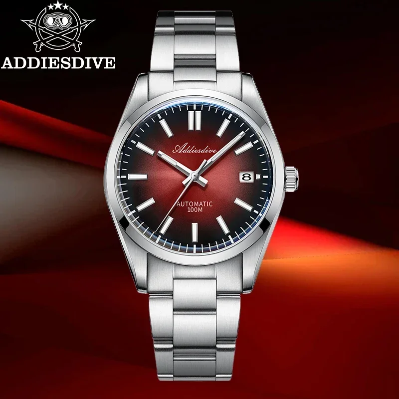 ADDIESDIVE New Men’s Watch Sappire 39mm Luxury NH35 Automatic Gradient Dial Luminous Waterproof 100m Dress Wristwatch AD2071