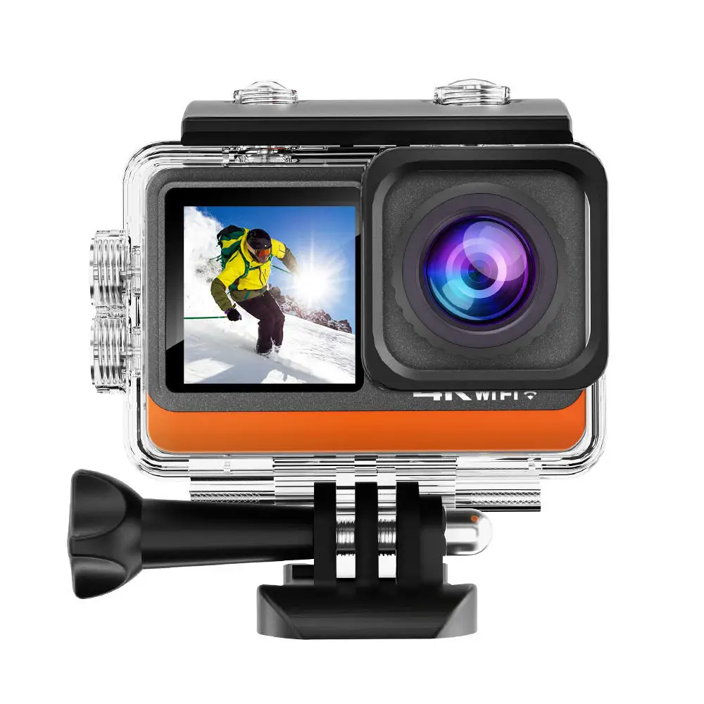Action Camera 4K 30MP Dual Screen Wi-Fi EIS 170° Pre-record Optional 6 Filter 1080P Webcam Underwater 30M Diving Cam